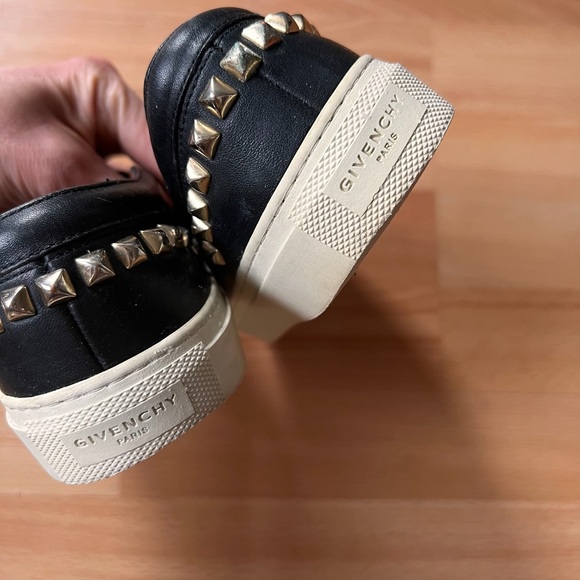 Givenchy Black Leather Slip-Ons with Gold stud embellishments Accents - Picture 7 of 14